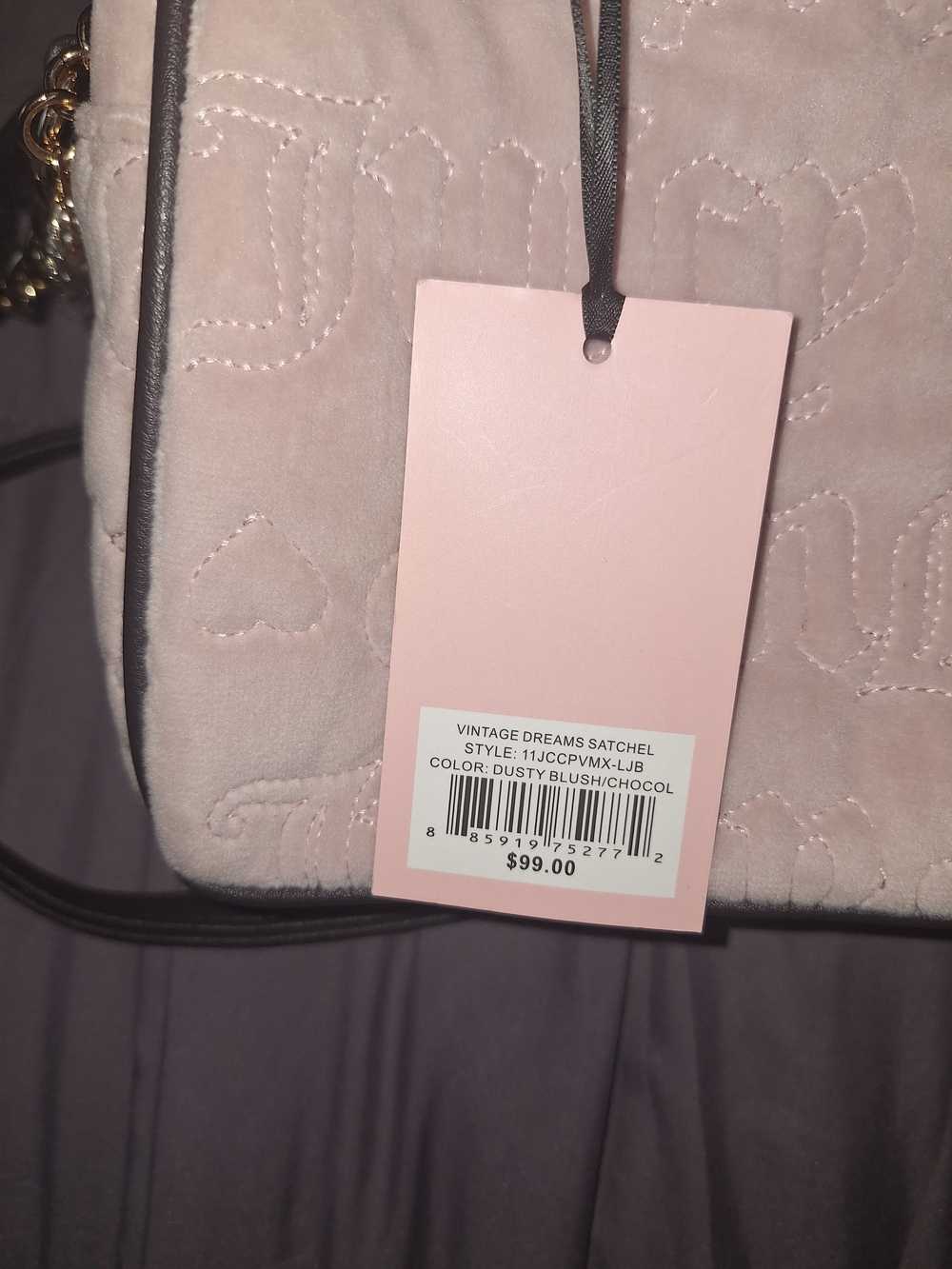 Juicy Couture Pink and Brown Heart Charm Satchel - Picture 2 of 6